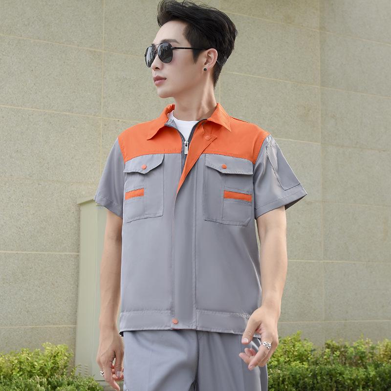 Summer Workshop Durable Polyester Reflective Workwear Set - Short-Sleeve Auto Repair Uniform