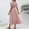 Women's V-Neck Waisted Floral Short Sleeve Dresses