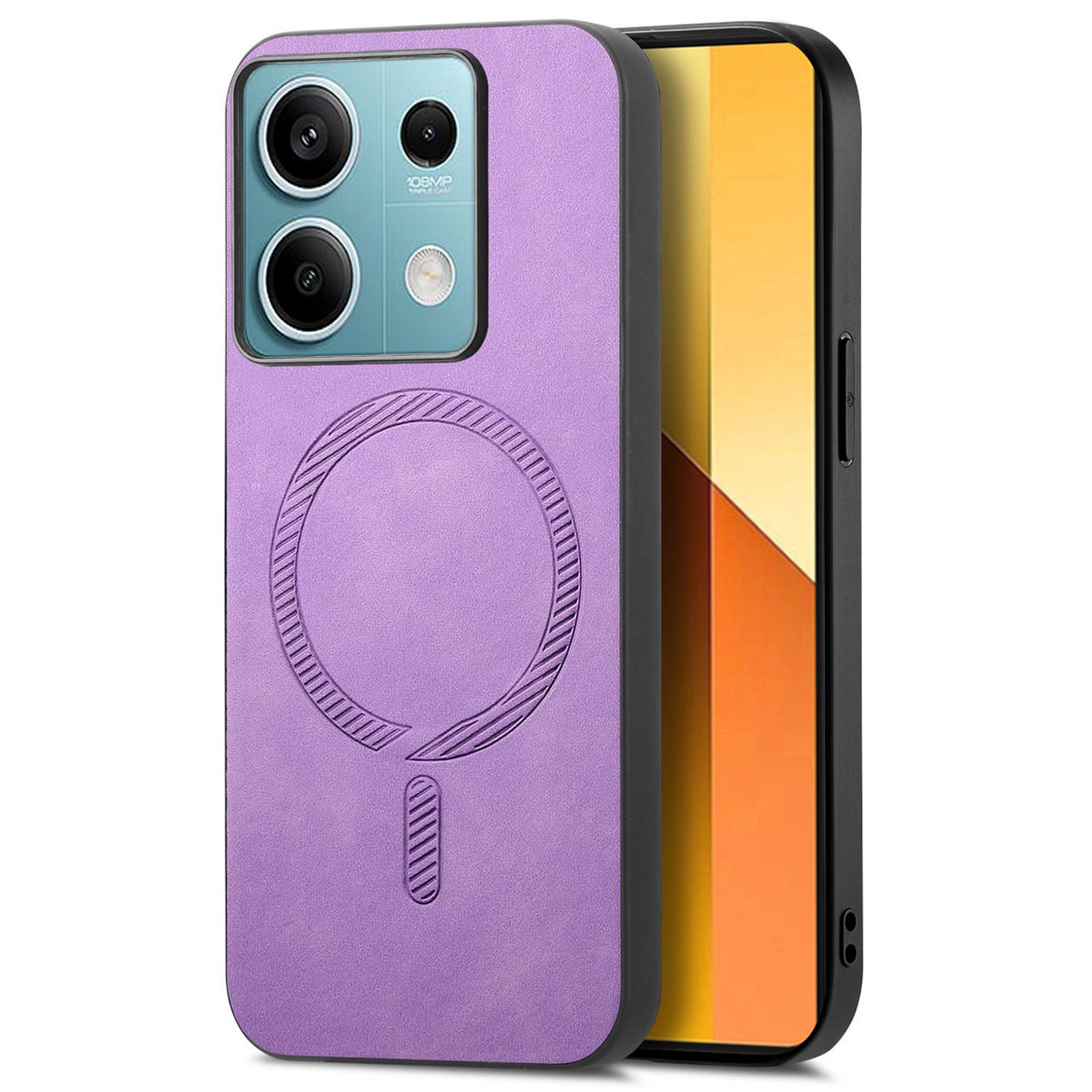 

Для Xiaomi Redmi Note 13 5G Кожаная задняя крышка Совместимая с MagSafe Чехол для телефона с покрытием Soft-Touch Purple