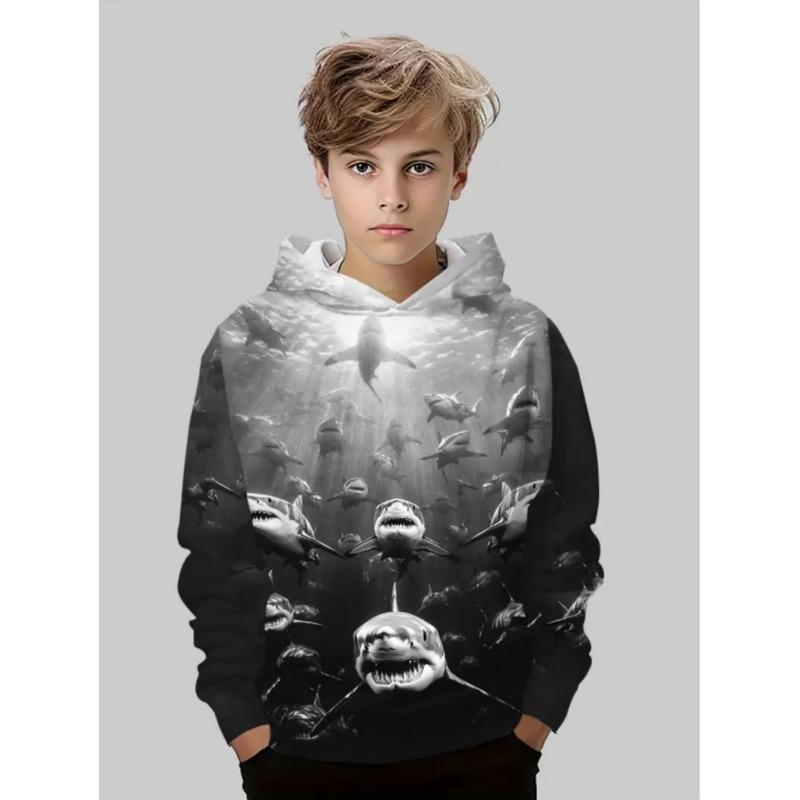 Trala Lero Tralala Hoodies Shark 3d Print Baby Boy Clothes Casual Long Sleeve Child Sweatshirt Outdoor Loose Tops Boys Clothing