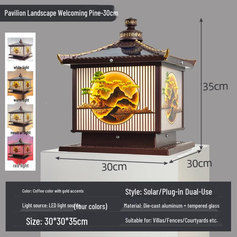 Waterproof Aluminum Solar Post Light for Outdoor Courtyard or Villa Entrance