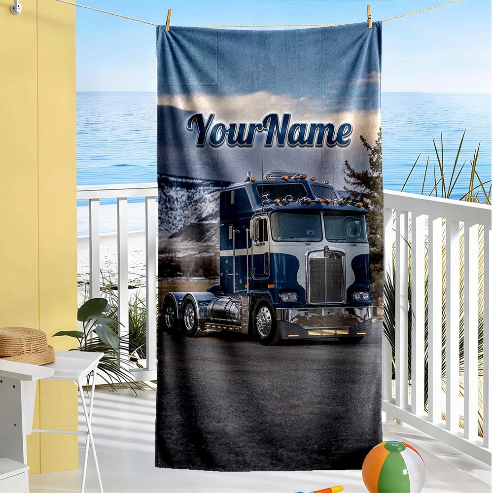 Kw Heavy Trucks Customize Your Name Beach Towel Quick-Dry Soft Microfiber Perfect for Traveling Yoga Camping and Swimming