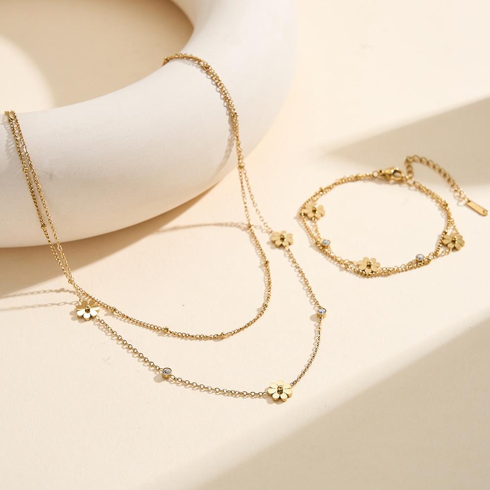 Small Batch Custom Logo Anti Tarnish Titanium Steel Women Daisy Minimalist Daily Bracelet Accessories Source Factory