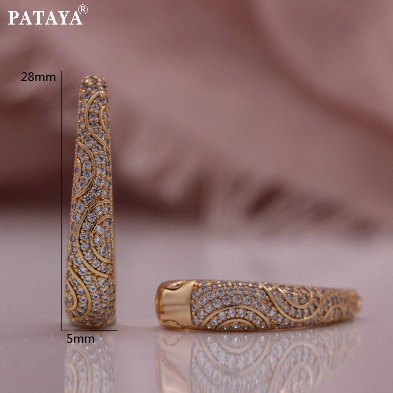 PATAYA Unique U Style Earrings Micro-inlay Technique Artificial Zircon Earrings