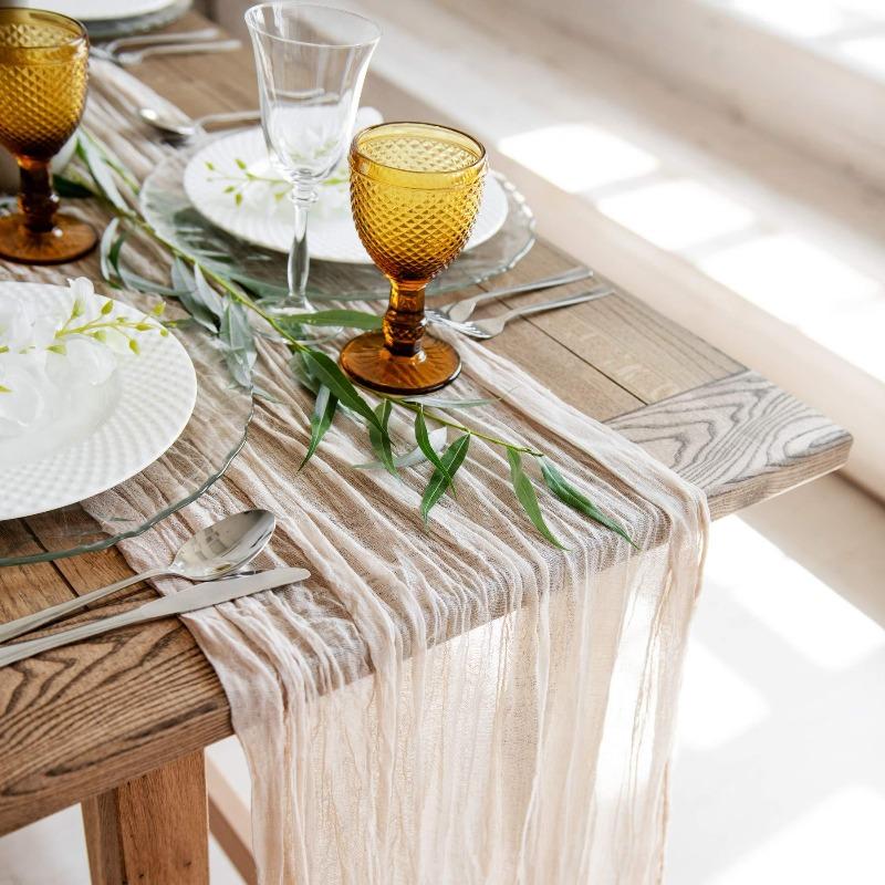 Böhmische frittierte Kringel Tischdecke Hochzeitsfeier Dekoration Falten-Tischfahne Durchsichtiges Vintage Käsetuch Bankett Weihnachts-Bogen Verzierung Tischläufer