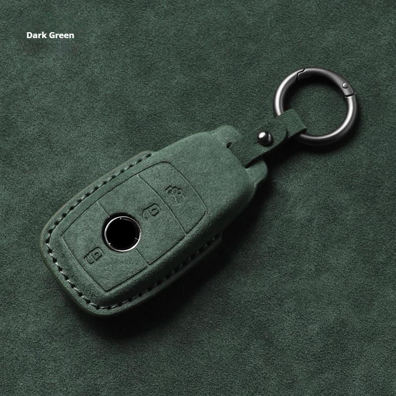 Suede Faux Leather Car Key Case Cover For Mercedes-Benz A C E S G-Class Glc Cle Cla Gla Glb W177 W205 W213 W222 Amg Keychain