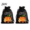 Lightweight Candy Carriers 2Pcs Halloween Pumpkin Drawstring Bags for Treats, Retro Burlap Pattern Party Favors Trick or Treat Bags, Portable
