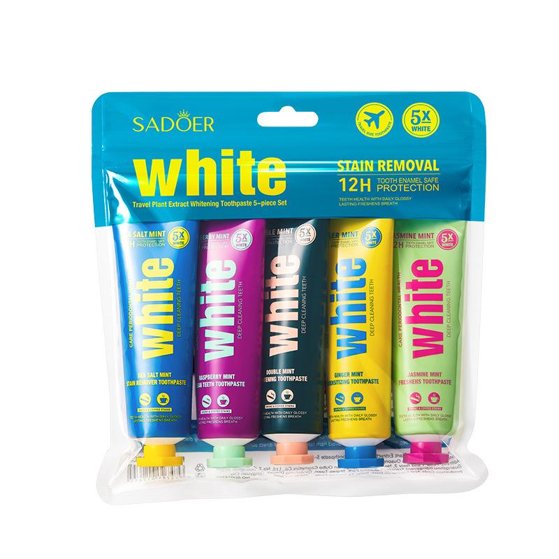

5pcsTravel Plant Extract Toothpaste 5-piece Set, Deep Cleansing Teeth Fragrance Toothpaste Skin Care Products