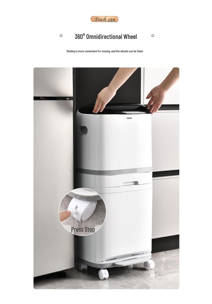 Premium Kitchen Trash Can with Lid, Pedal, and Waste Sorting