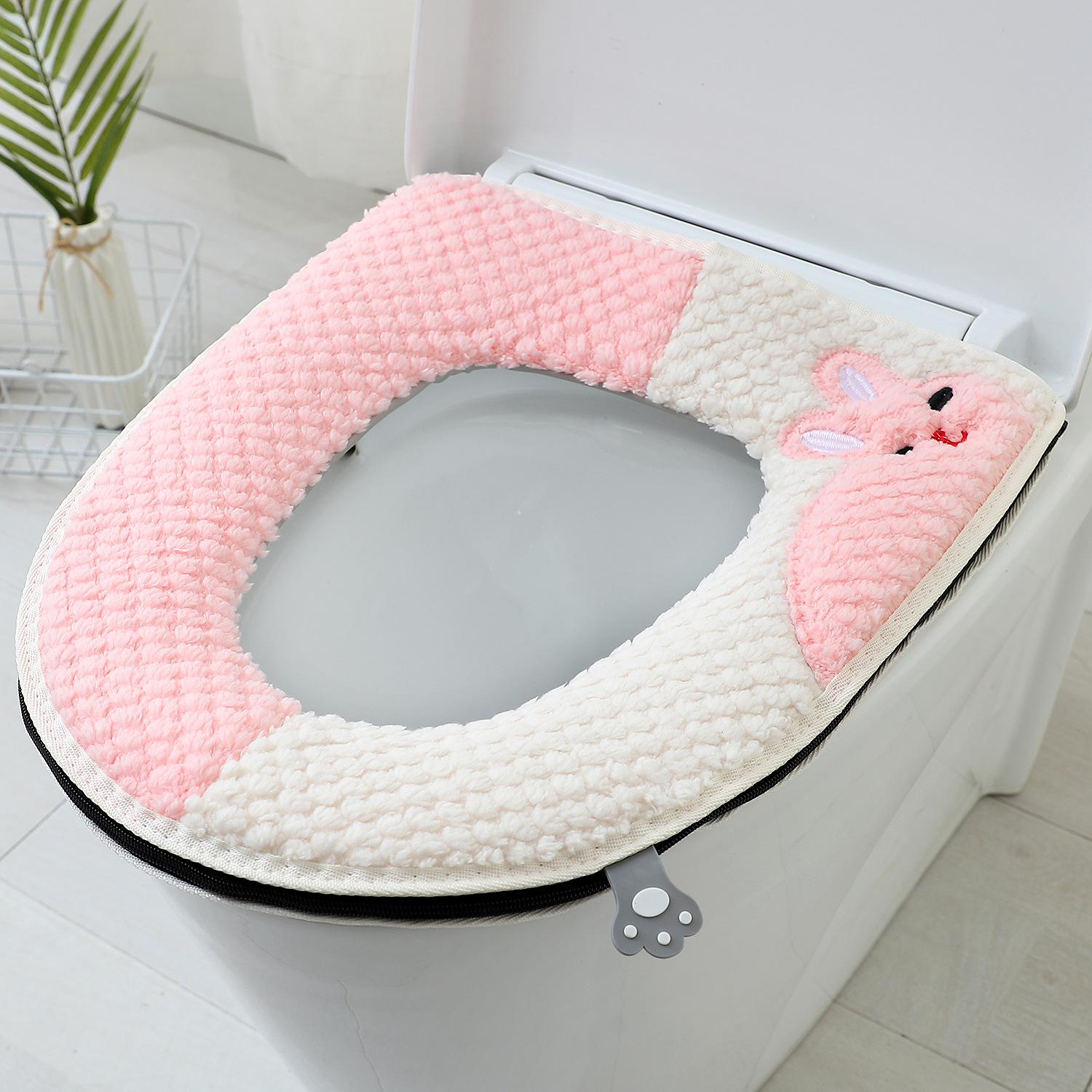 

Коврик для унитаза 2025 года, новый, бытовой, зимний, утолщенный, универсальный, мягкий, на все времена года, чехол для унитаза, подушки для унитаза, подушки для сидений розовый