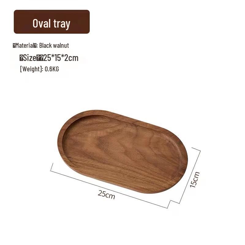 Shanchongshan Japanese Style Solid Black Walnut Oval Tray