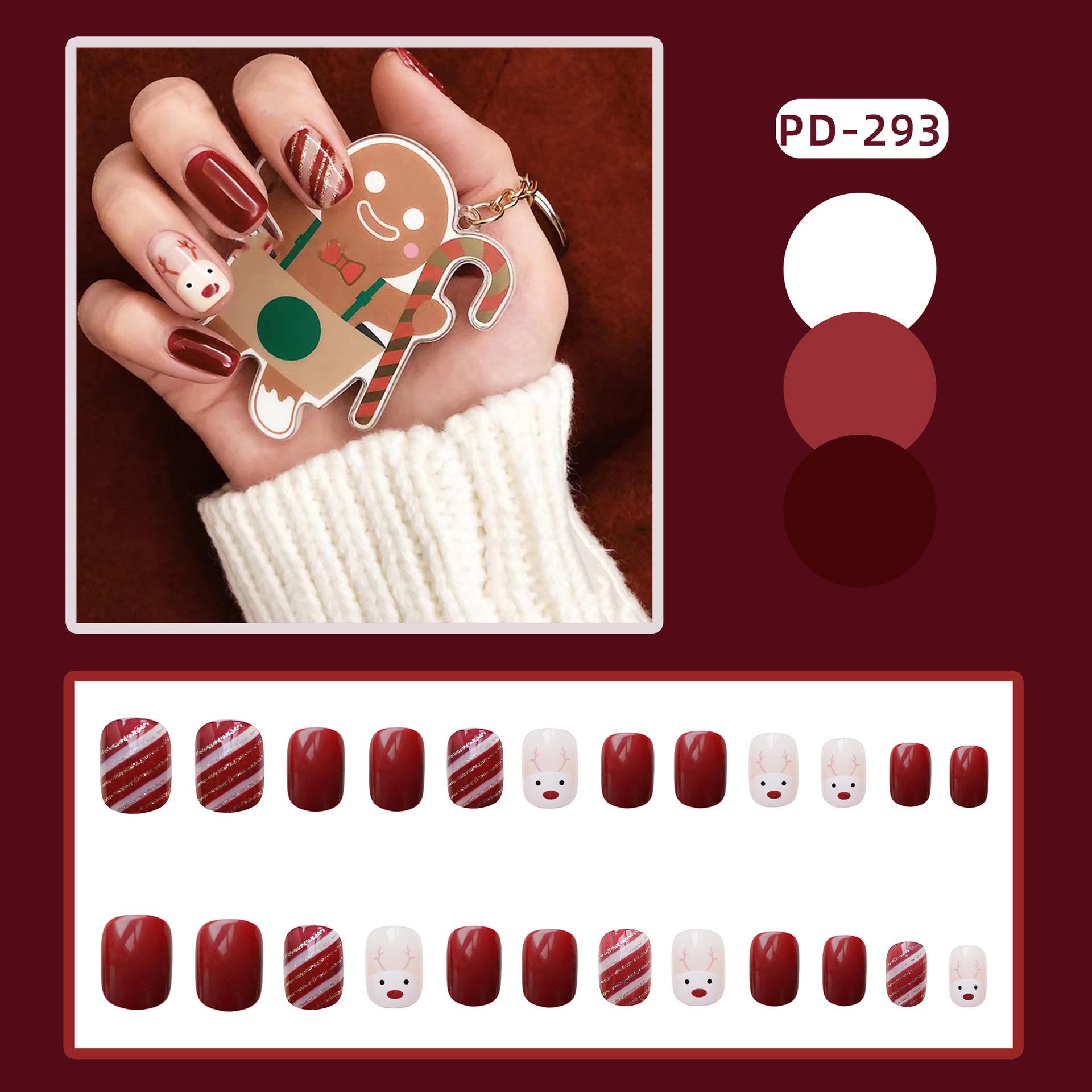 

Snowflake Reindeer Red Series Christmas Fake Nail Tips - 24-Piece Set