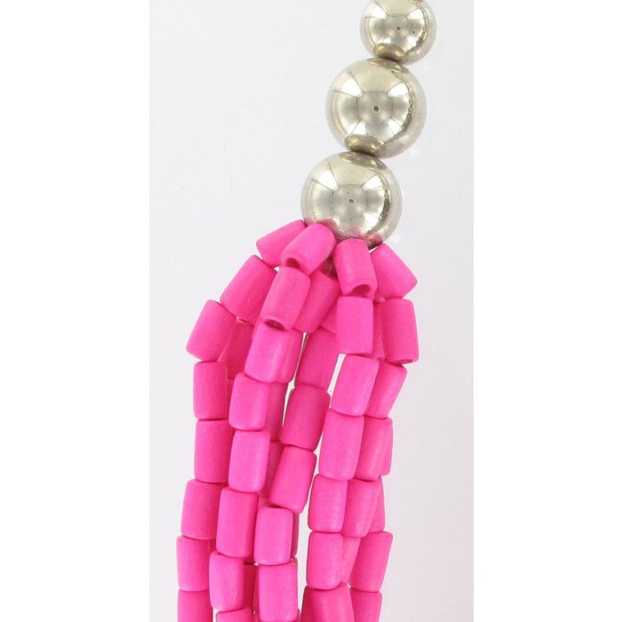 Collier long bronze et fuchsia