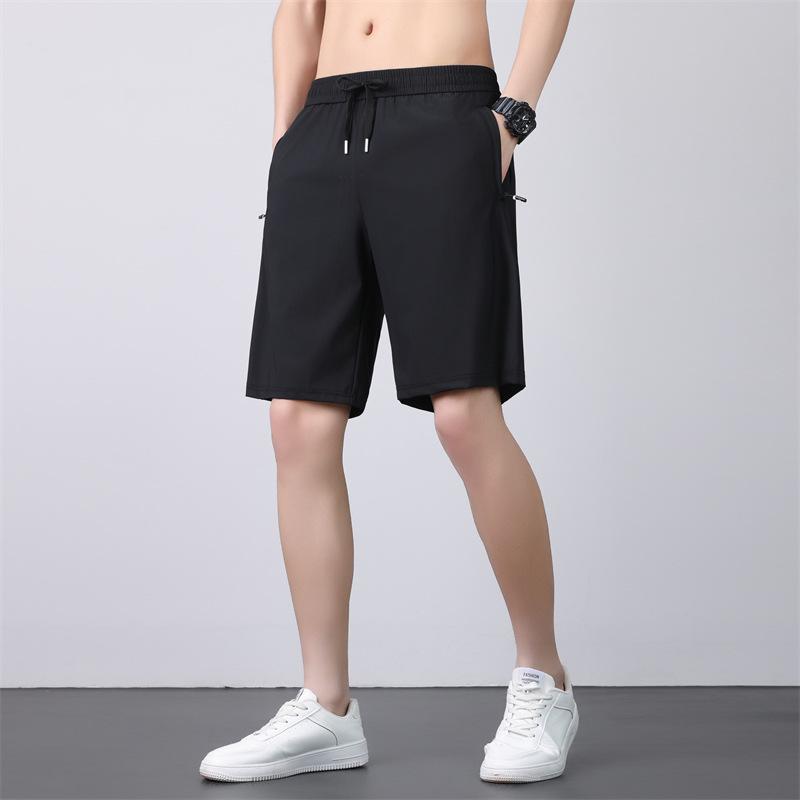 Unisex Summer Ice Silk Quick-Dry Shorts: Loose, Breathable, Mid-Length for Running, Fitness, and Beach Activities