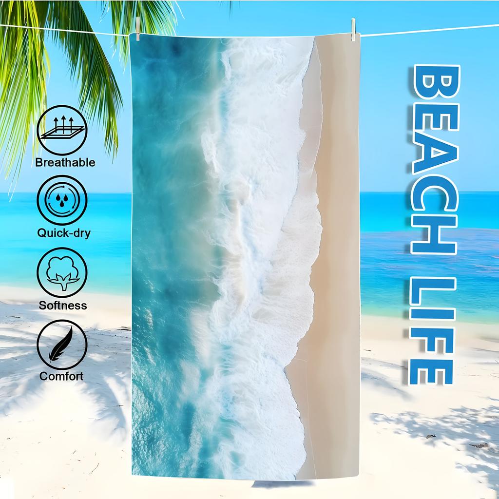Swimming Bath Towel Microfiber Mermaid Fish Scale Pattern Thin Absorbent Extra Large Towel for Swimming Camping Yoga Bath Sports