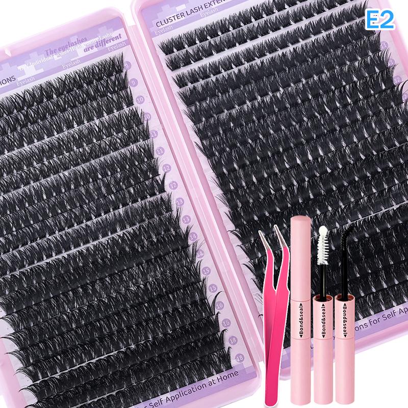 Lashes Cluster Diy Lash Extension Mixed Tray Clusters Eyelashes Fluffy Individual Lashes With Lash Bond And Seal And Tweezers