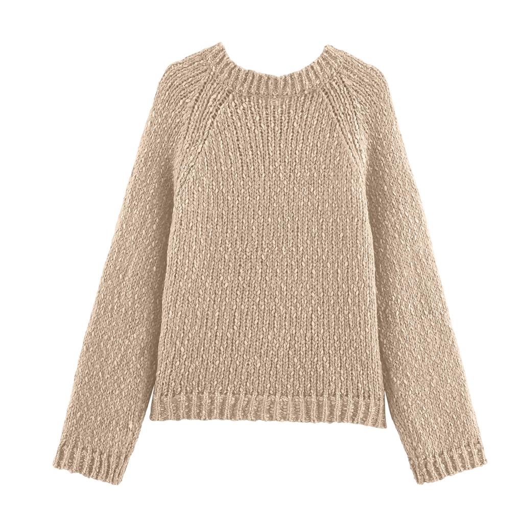 Women's Embroidered Round Neck Vintage Loose Knitted Cardigan Sweater Jacket