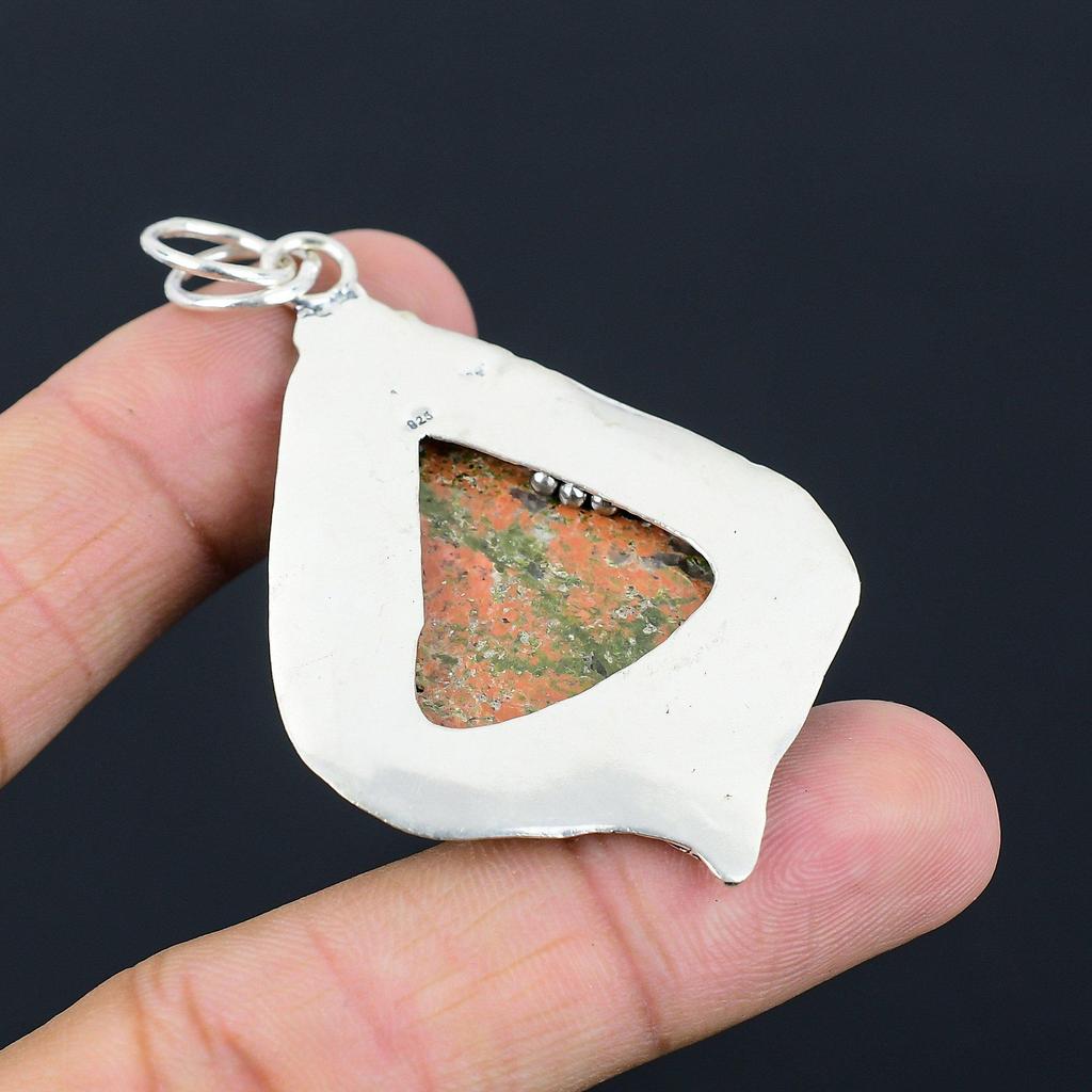 Daughters Day Sale Unakite Stone Flower Wife Pendant Jewelry 925 Sterling Silver