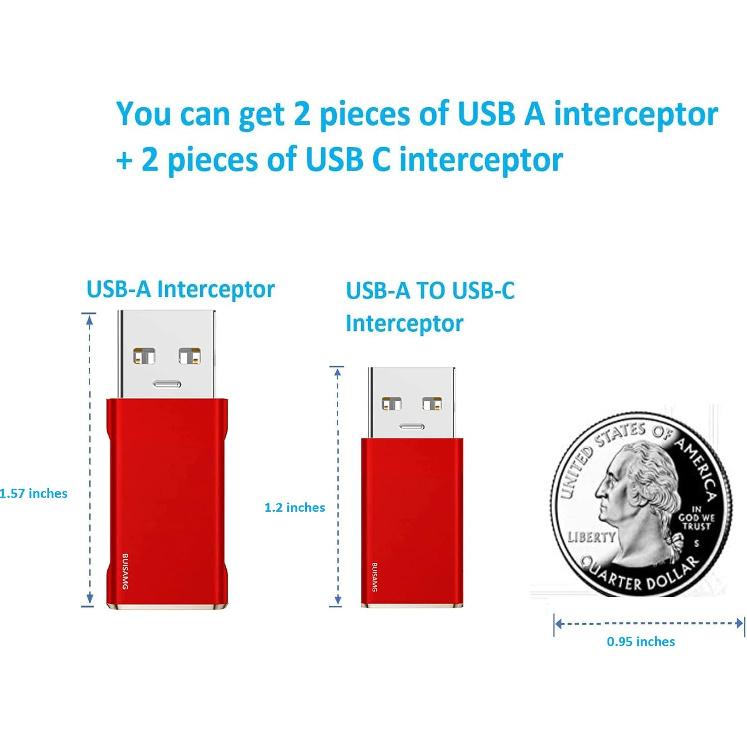 Data Blocker, USB A & USB C Data Blocker for Any USB C Mobile Phone Quick Charge, Protect Against Juice Jacking, Refuse Hacking, Only Safe Charging.