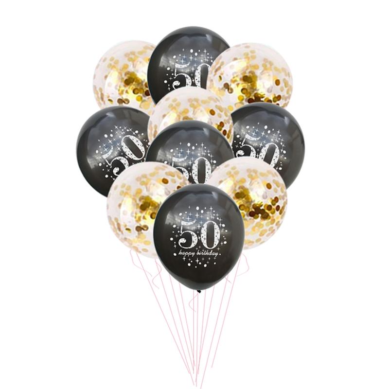 Black Gold 30 40 50 60 Years Birthday Party Confetti Balloon 30th 50th Birthday Party Decorations Adult Party Ballon Air Globos