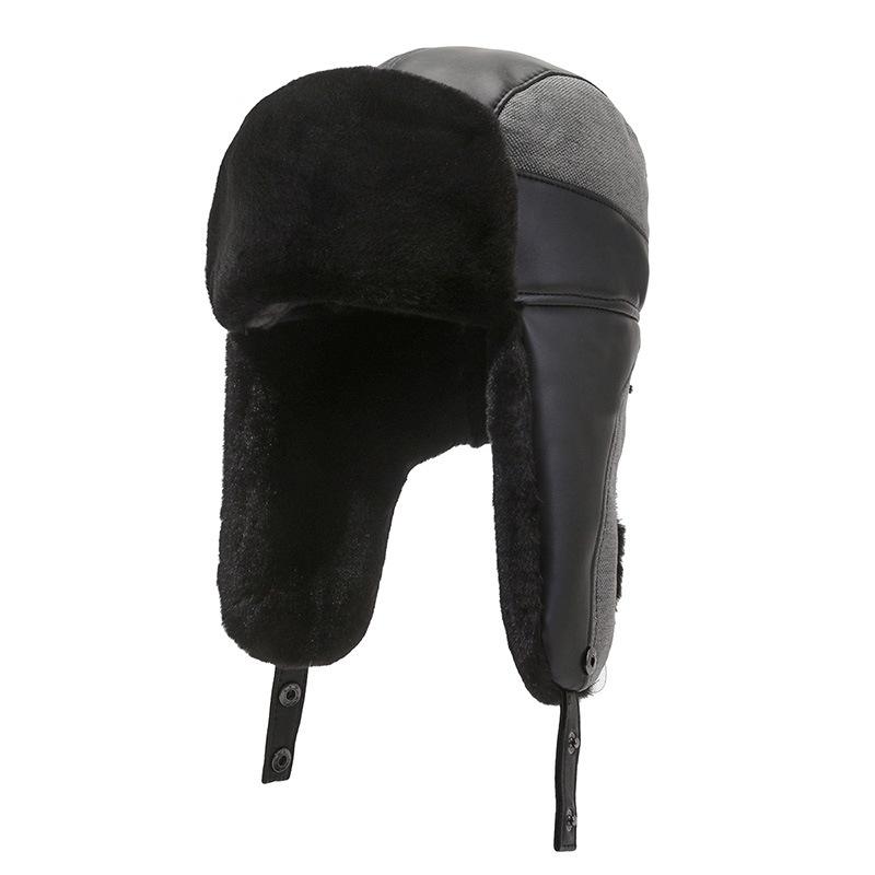 Winter men's outdoor windproof and cold-proof ski hat, ear protector, thickened velvet warm hat