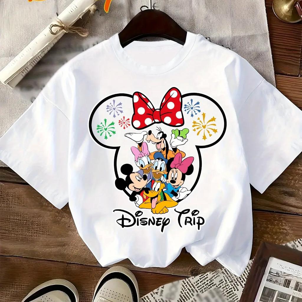 Letní chlapecké a dívčí oblečení pro rodiče a děti s potiskem kresleného vzoru Mickey Mouse 100% čistá bavlna krátký rukáv
