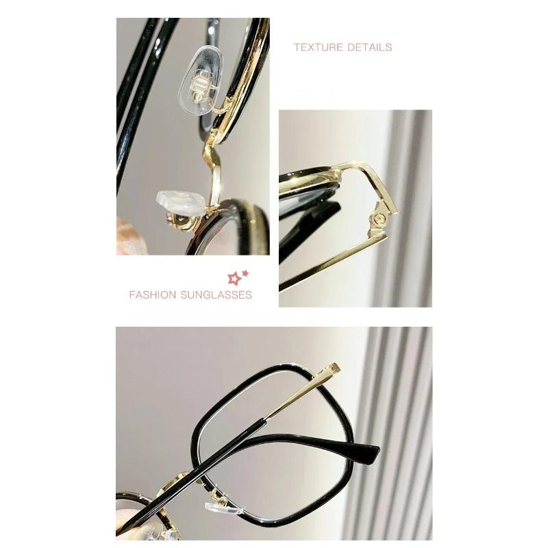 3PCS Retro Fashion Polygonal Anti-Blu-Ray Glasses Women Men Computer Anti-Radiation Glasses Interchangeable Lens