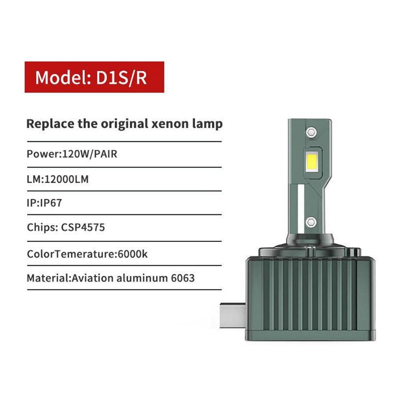 12000Lm D3S D1S Car Led Headlights Bulbs D2S D4S D8S Vehicles Head Light Auto Lamp 6000K Headlamp Diy Replacement