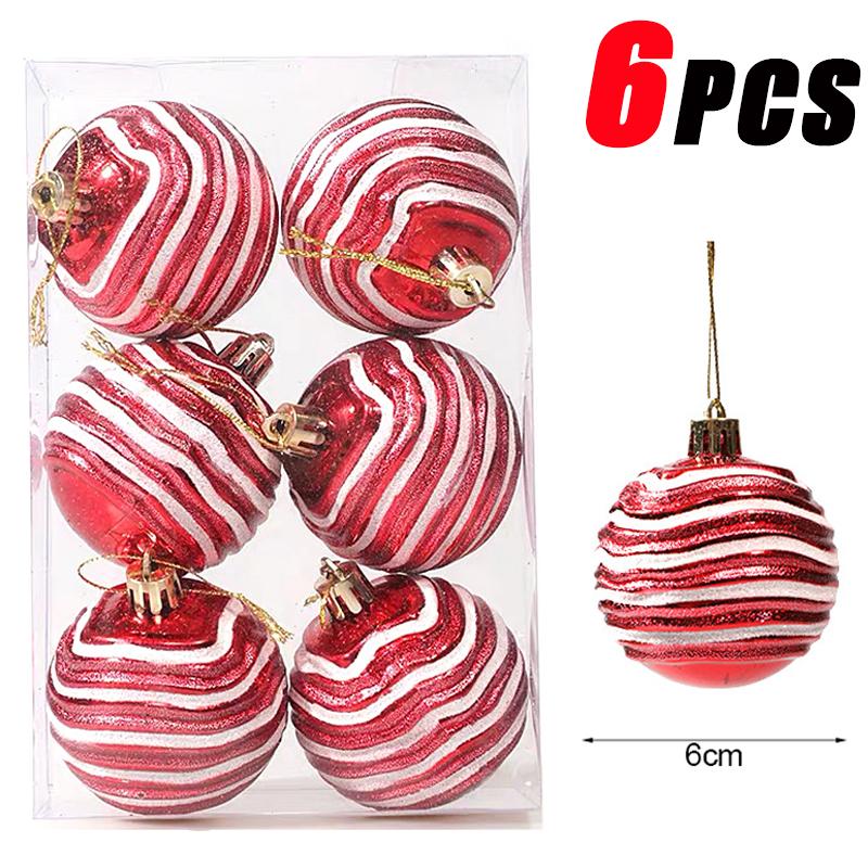 6Pcs Christmas Ball Ornaments With Painted Xmas Tree Hanging Pendant New Year Gifts For 2025 Christmas Navidad Party Decoration