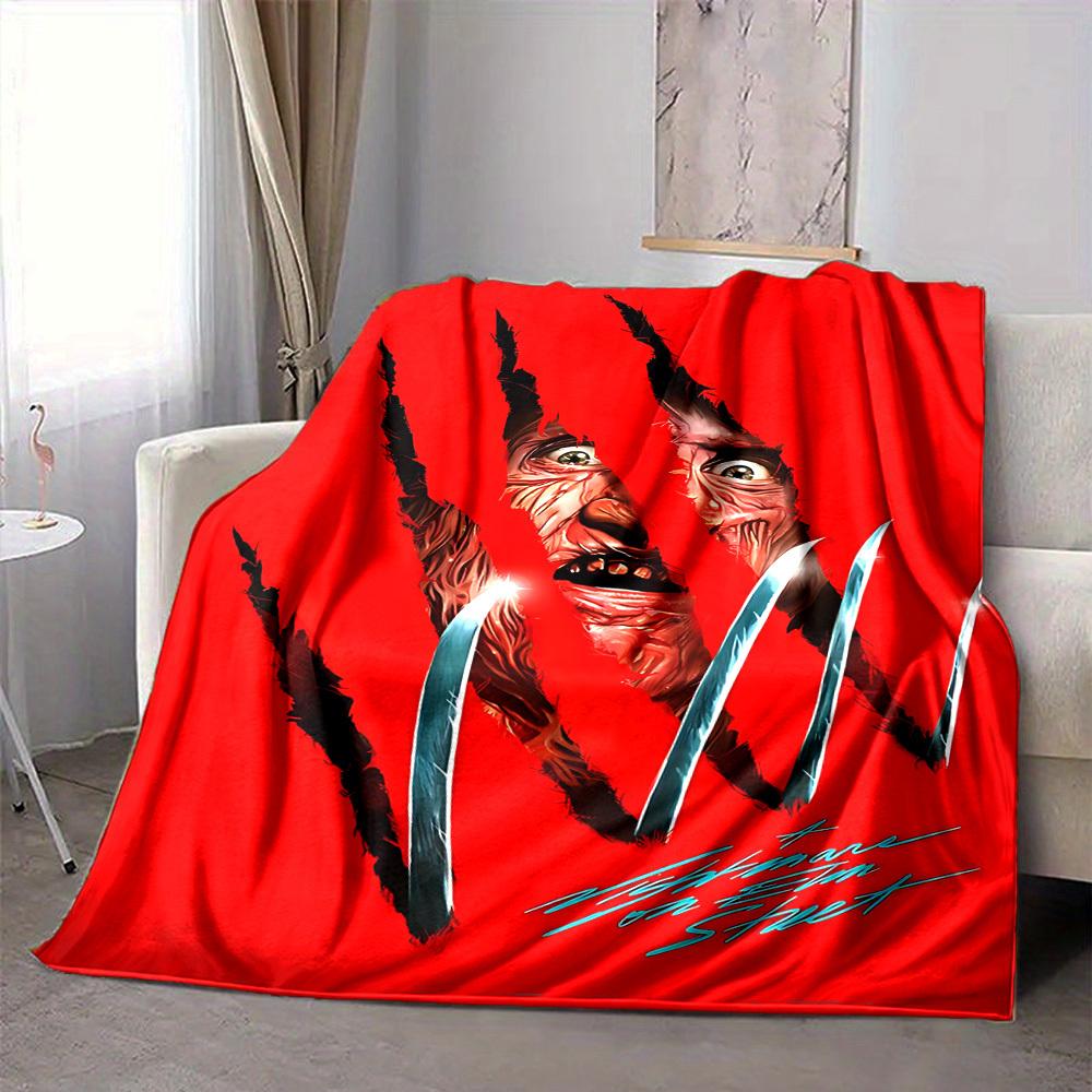 1pc A Nightmare on Elm Street Flannel Throw Blanket - HD Printed Lightweight Soft Warm All-Season Blanket for Sofa, Bed, Travel, Camping 073