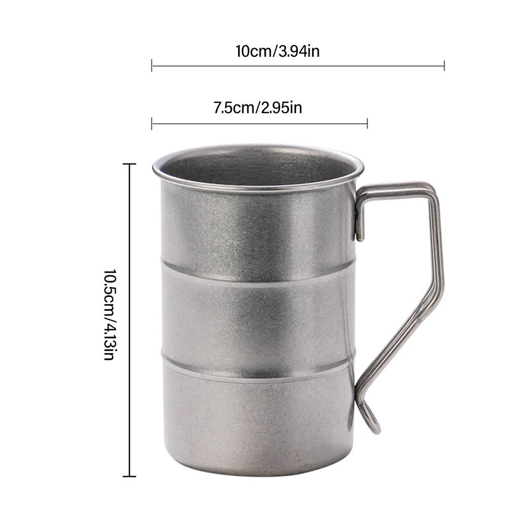 Set of 2 Stainless Steel Drinking Cup for Beverages Large Capacity Water Cup Industrial Style Oil Barrels Shape Beer Mug