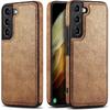 Design Compatible with Samsung Galaxy S22 5G Case Luxury Leather Business Slim Non-Slip Soft Grip Shockproof Protective Cover 2022 6.06 Inch (Brown)