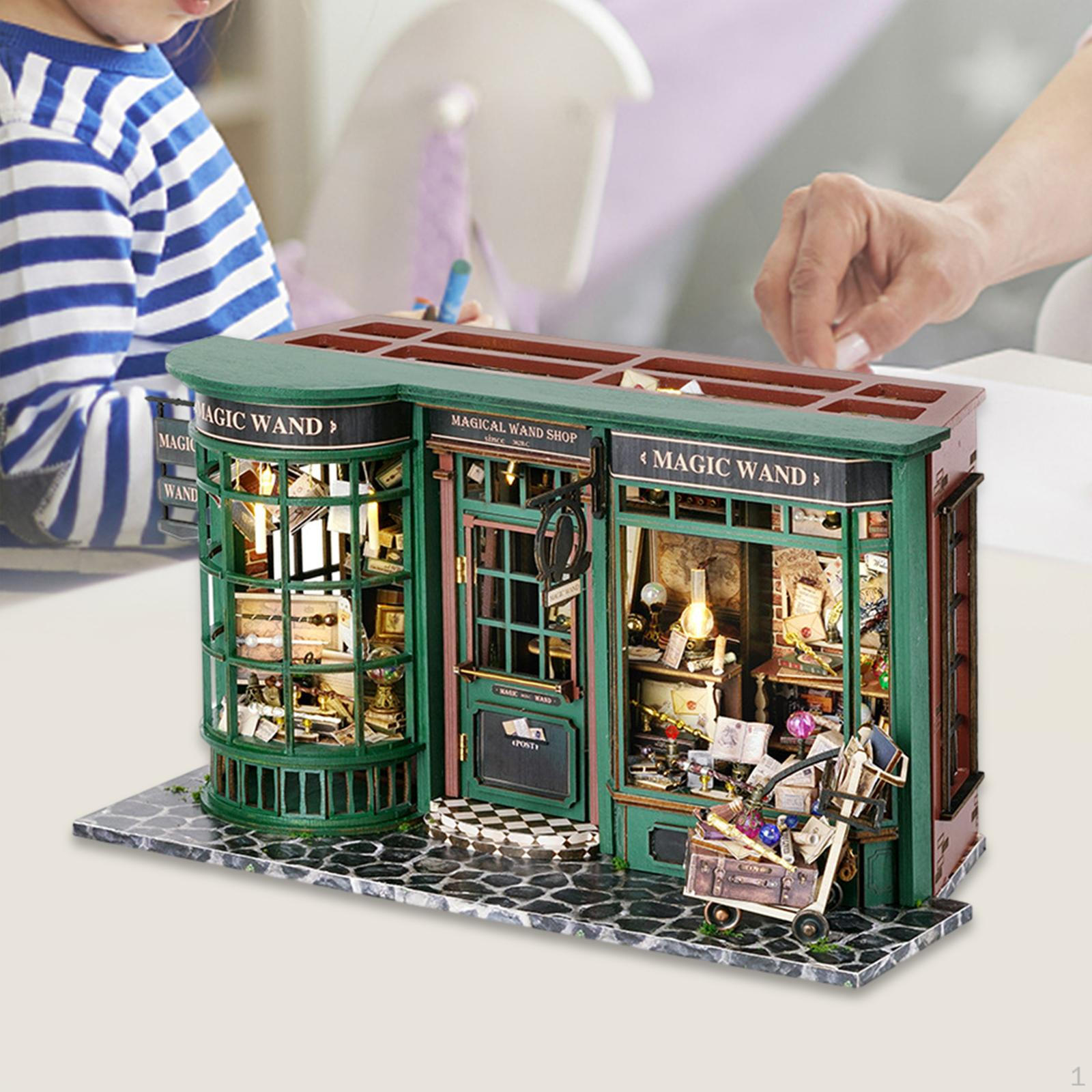 Wooden Miniature Dollhouse DIY Kits Handmade Doll House Retro with LED Lights Woodcrafts Toys