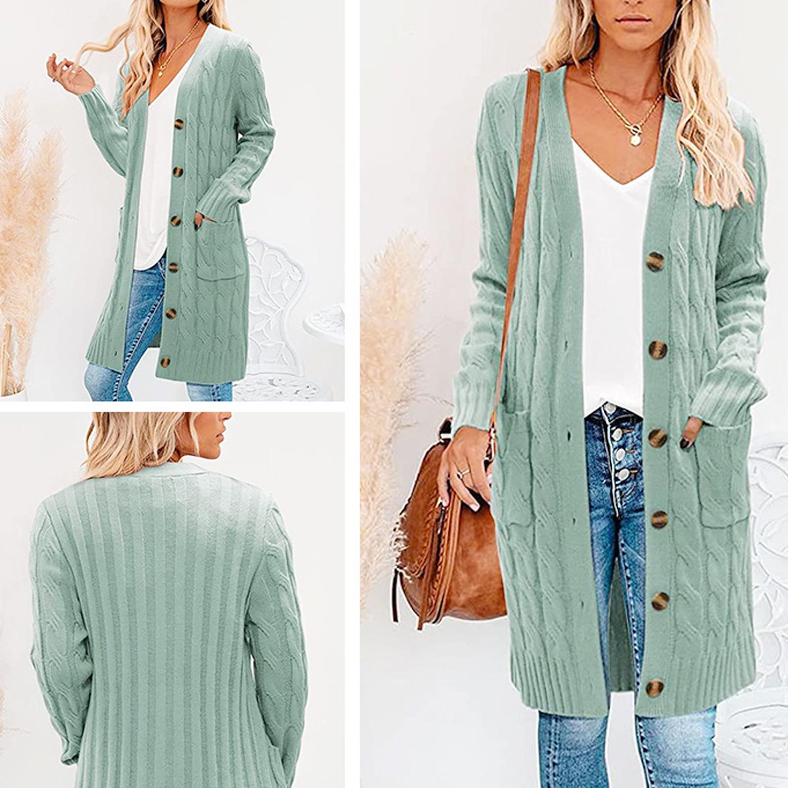 

Женский лоскутный кардиган в стиле бохо, длинный свитер, вязаный свитер с открытой передней частью, пальто L зелёный