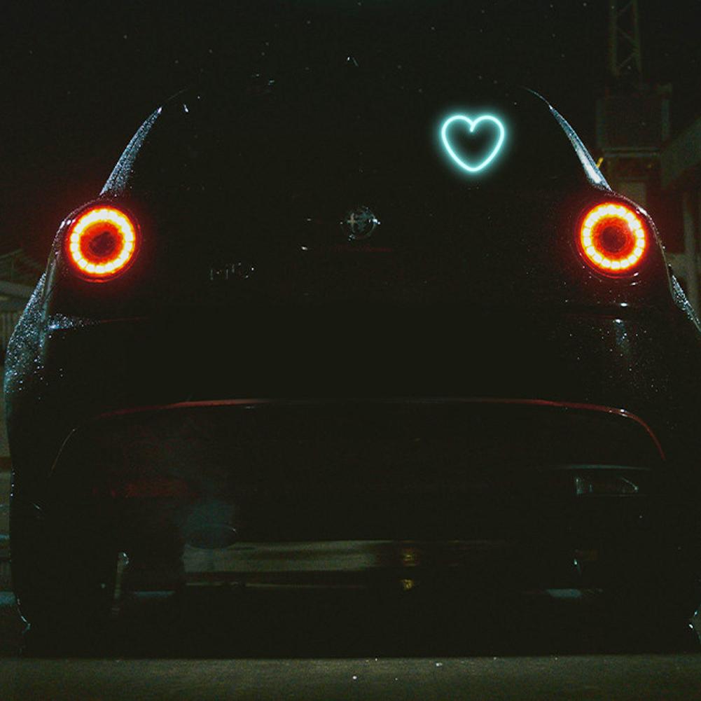2026 Solar Powered Car Neon Light Striped Heart Lamp Led Ambient Light Wireless Suction Cup USB Rechargeable Led Atmosphere Lamp