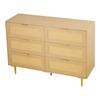 6 Drawer Rattan Dresser, Double Dresser for Bedroom, Natural Rattan Chest of Drawers with Metal Handles & Legs, Modern Wood Chest Clothing Organizer &