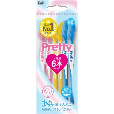 Kaijirushi Razor Pretty Ögonbryn Damrakhyvel ML 6P Engångs för Kvinnor Damrakhyvlar Engångs för Kvinnor