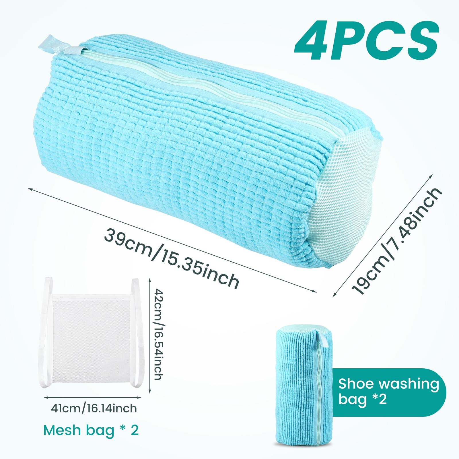 

4PCS Shoes Laundry Bags Closure Soft Shoes Cleaning Bags Reusable Shoes Washing Bags With Long Fluff for Washing Machine Zipper
