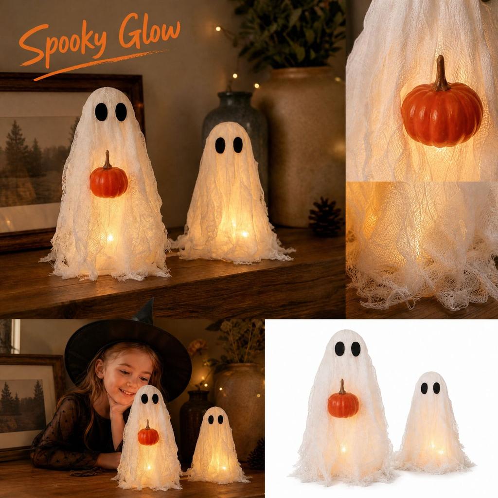 Halloween Party Decorations Witch Pumpkin Colored Mesh Figurines for Festive Home Decor