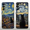 Van Gogh Starry Night Cat Case for Xiaomi Redmi Note 12 Pro 7 8 11s 12s 13 Pro Plus 10S 9S 11 14 10 9 Funda Phone Cover