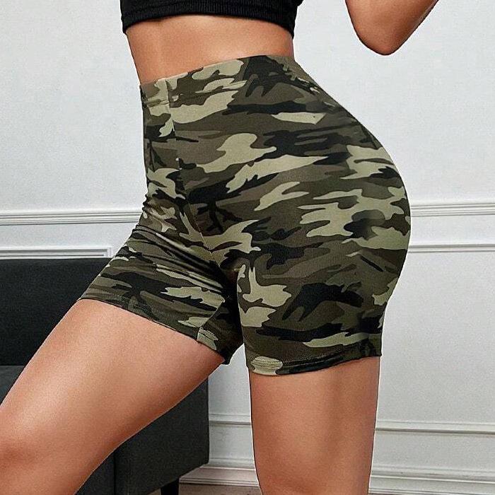 

Camouflage Print High-Waisted Butt-Lifting Yoga Shorts with Tummy Control Medium
