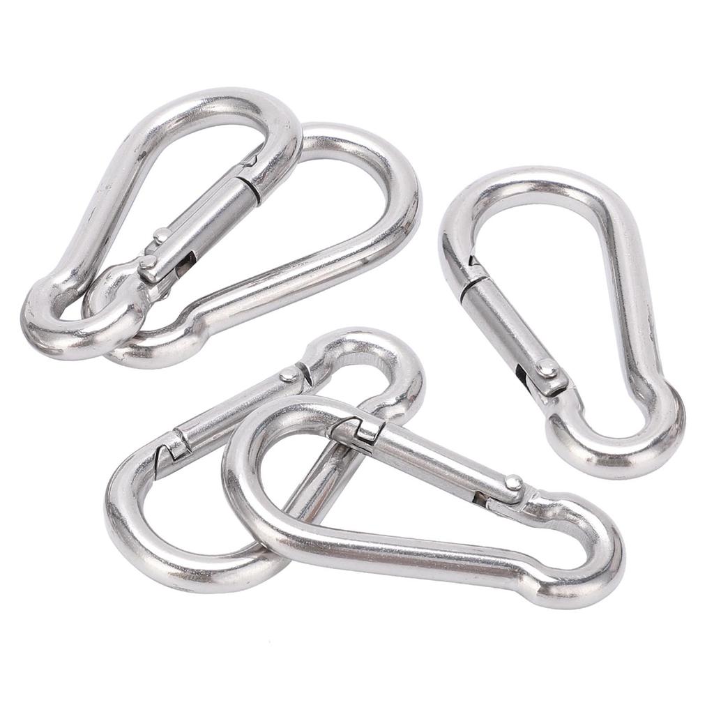 5pcs 40mm Carabiner Clip Stainless Steel Heavy Duty Spring Snap Hook for Hammock Dog Leash