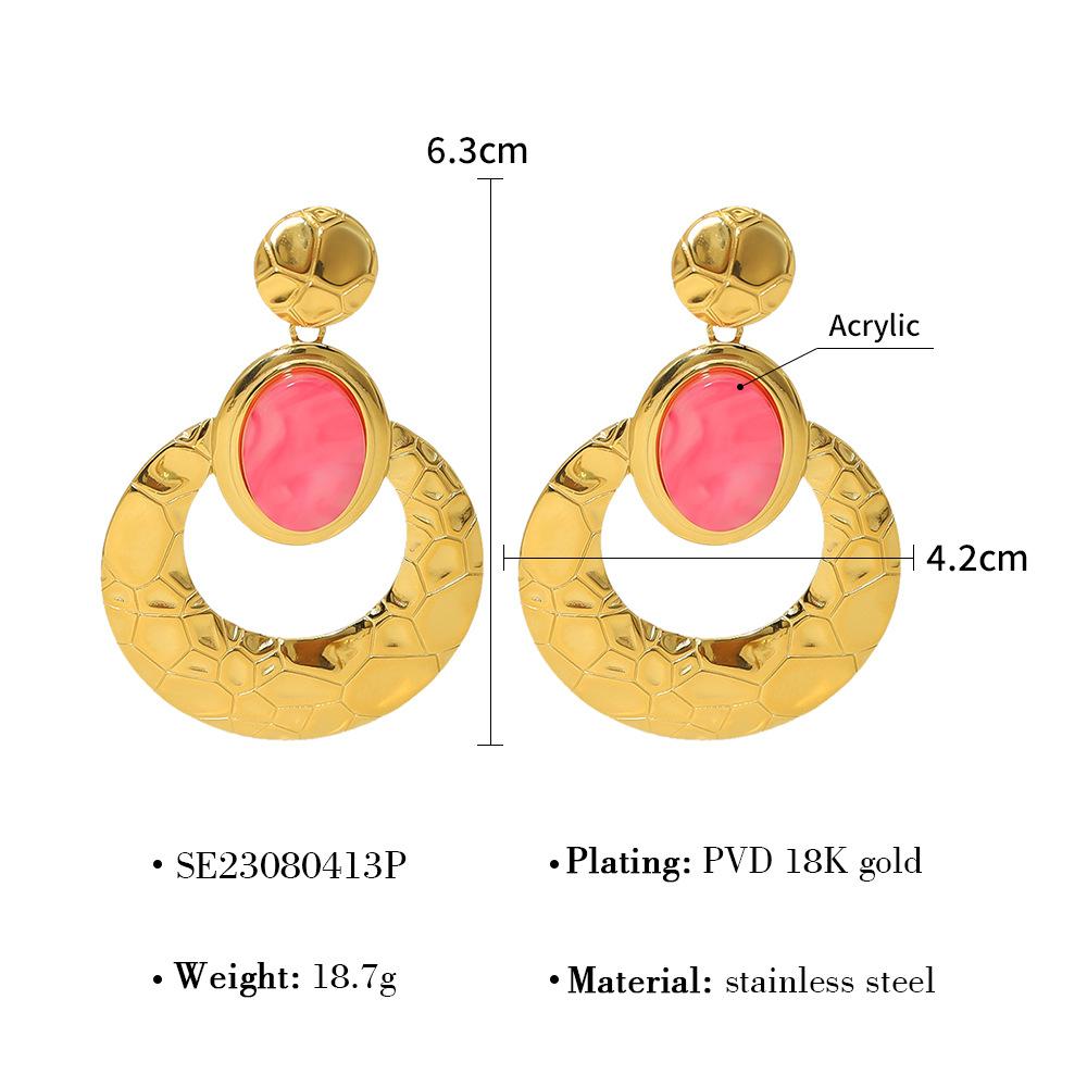 

Вертикальные серьги из натурального камня из нержавеющей стали, французские ретро-серьги из бирюзы, геометрические серьги из титановой стали для женщин