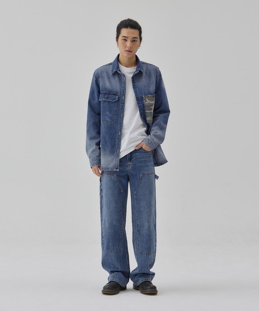 RYUL+WAI Denim Gradient Camouflage Shirt Indigo C6