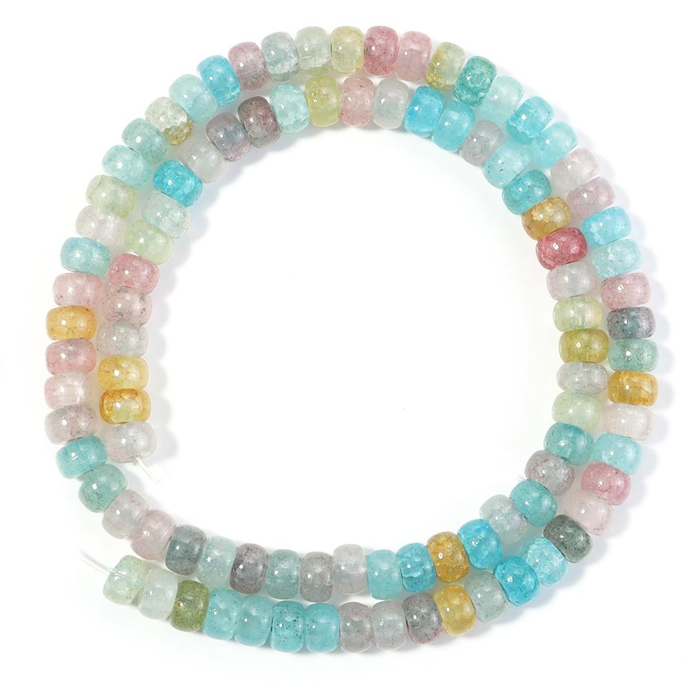 1 Strand Abacus Glass Beads Dual Color Mixed Crack Beads Spacer Beads For DIY Bracelets Keychain Charms Jewelry Making Supplies