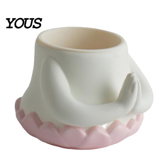 Decorative Flower Pot Small Flowerpot, Enamel Tabletop Plant Pot, Buddha Style Desktop Planter, Zen Flowerpot Multi-Purpose Pen Holder, Lightweight