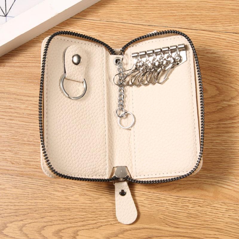 PU Leather Multifunctional Fashionable Simple Women's Key Bag Portable Anti-theft Zipper Home Key Bag