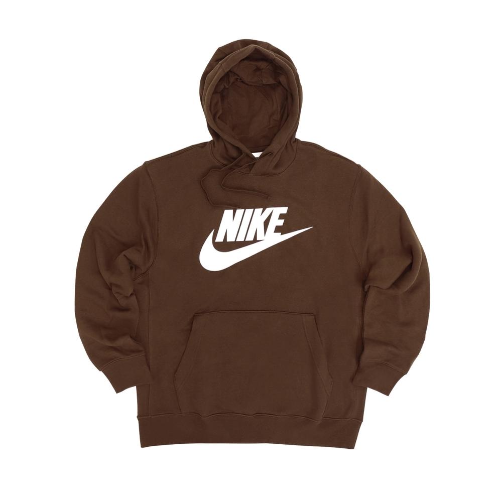Nike Sportswear Club Fleece Kangaroo Pocket Logo Print Hoodie Pullover Men Sweatshirt Brown BV2974-259