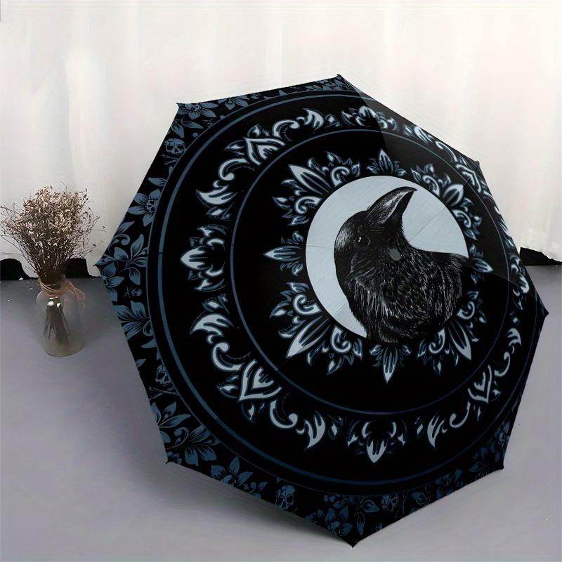Raven & Floral Mandala Wall Art: Unique Decor for Any SpaceUmbrella, Portable 3-Fold Umbrella for Men & Women,Christmas Gift ES187