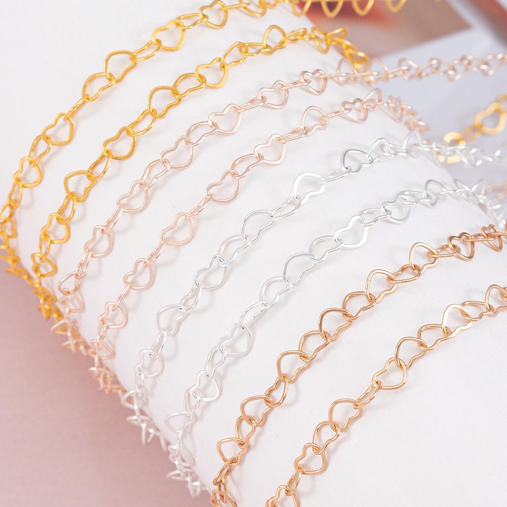 1Meter 3.2mm Necklace Heart Star Chain Gold Color Copper Link Chains Bracelet for Jewelry Making DIY Handmade Craft Wholesale